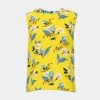 Diane Von Furstenberg Yellow & Blue Floral Printed Silk Sleeveless Top L For Women
