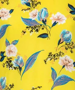 Diane Von Furstenberg Yellow & Blue Floral Printed Silk Sleeveless Top L For Women -Diane Von Furstenberg shop luxury women diane von furstenberg used clothes p656019 002