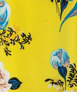 Diane Von Furstenberg Yellow & Blue Floral Printed Silk Sleeveless Top L For Women -Diane Von Furstenberg shop luxury women diane von furstenberg used clothes p656019 003