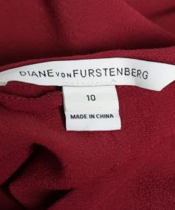 Diane Von Furstenberg Burgundy Crepe Long Sleeve Belted Dress L For Women -Diane Von Furstenberg shop luxury women diane von furstenberg used clothes p656426 004