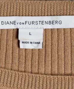 Diane Von Furstenberg Brown Wool Lace Detail Shara Sweater L For Women -Diane Von Furstenberg shop luxury women diane von furstenberg used clothes p666520 003