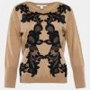 Diane Von Furstenberg Brown Wool Lace Detail Shara Sweater L For Women