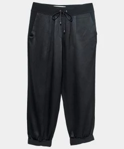 Diane Von Furstenberg Black Silk Drawstring Pants XS For Women
