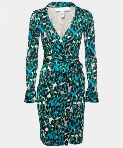 Diane Von Furstenberg shop 32 Diane Von Furstenberg Multicolor Leopard Print Knit Wrap Dress S For Women