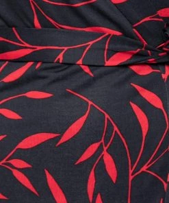 Diane Von Furstenberg Black & Red Printed Silk Knit Midi Wrap Dress S For Women -Diane Von Furstenberg shop luxury women diane von furstenberg used clothes p676688 006