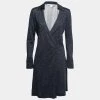 Diane Von Furstenberg Navy Blue Printed Silk Jersey Cybil Wrap Dress M For Women