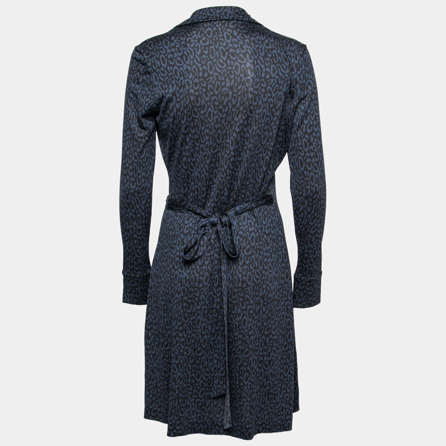 Diane Von Furstenberg Navy Blue Printed Silk Jersey Cybil Wrap Dress M For Women 2 Diane Von Furstenberg Navy Blue Printed Silk Jersey Cybil Wrap Dress M For Women - Image 2
