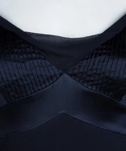 Diane Von Furstenberg Navy Blue Crinkled Silk Chiffon Pintuck Detail Mia Dress M For Women -Diane Von Furstenberg shop luxury women diane von furstenberg used clothes p69426 004