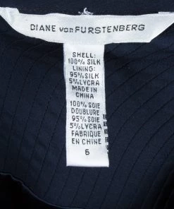 Diane Von Furstenberg Navy Blue Crinkled Silk Chiffon Pintuck Detail Mia Dress M For Women -Diane Von Furstenberg shop luxury women diane von furstenberg used clothes p69426 005