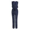 Diane Von Furstenberg Navy Blue Printed Silk Sleeveless Jumpsuit M For Women