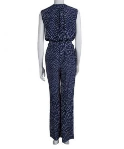 Diane Von Furstenberg Navy Blue Printed Silk Sleeveless Jumpsuit M For Women -Diane Von Furstenberg shop luxury women diane von furstenberg used clothes p72965 003