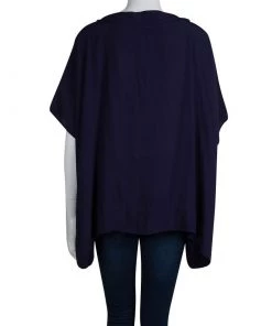 Diane Von Furstenberg Navy Blue Oversized Beonica Top S For Women -Diane Von Furstenberg shop luxury women diane von furstenberg used clothes p76171 003