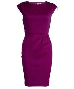 Diane Von Furstenberg Purple Wool Zip Detail Marchona Dress S For Women