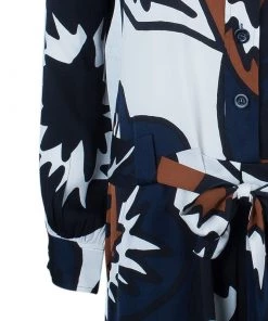Diane Von Furstenberg Sheena Multicolor Silk Shirt Dress L For Women -Diane Von Furstenberg shop luxury women diane von furstenberg used clothes p785 006