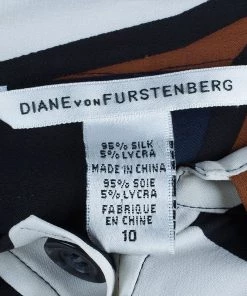 Diane Von Furstenberg Sheena Multicolor Silk Shirt Dress L For Women -Diane Von Furstenberg shop luxury women diane von furstenberg used clothes p785 008