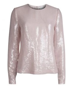 Diane Von Furstenberg Peach Sequin Embellished Menaro Blouse M For Women
