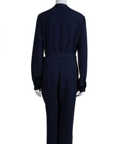 Diane Von Furstenberg Navy Blue Margot Wrap Jumpsuit L For Women -Diane Von Furstenberg shop luxury women diane von furstenberg used clothes p79336 003