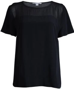Diane Von Furstenberg Black Silk Angela Top XL For Women