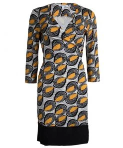 Diane Von Furstenberg Abstract Printed Silk Naoki Wrap Dress M For Women