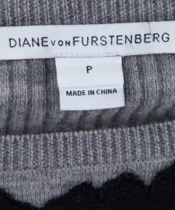 Diane Von Furstenberg Grey Floral Lace Applique Detail Shara Sweater XS For Women -Diane Von Furstenberg shop luxury women diane von furstenberg used clothes p81393 005