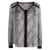 Diane Von Furstenberg Snakeskin Print Lane Chiffon Long Sleeve Blouse L For Women