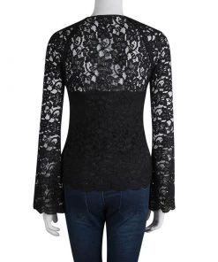 Diane Von Furstenberg Black Lace Long Sleeve Gadie Top XS For Women -Diane Von Furstenberg shop luxury women diane von furstenberg used clothes p83394 0003
