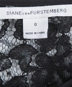Diane Von Furstenberg Black Lace Long Sleeve Gadie Top XS For Women -Diane Von Furstenberg shop luxury women diane von furstenberg used clothes p83394 0006