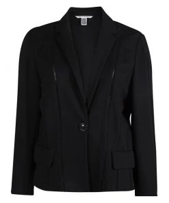 Diane Von Furstenberg Black Knit Jica Jacket XL For Women