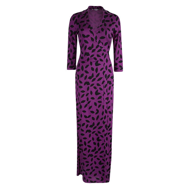 Diane Von Furstenberg Purple Leaf Pattern Abigail Vintage Wrap Dress S For Women 1 Diane Von Furstenberg Purple Leaf Pattern Abigail Vintage Wrap Dress S For Women
