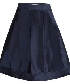 Diane Von Furstenberg Navy Blue Silk Lou Lou Skirt M For Women
