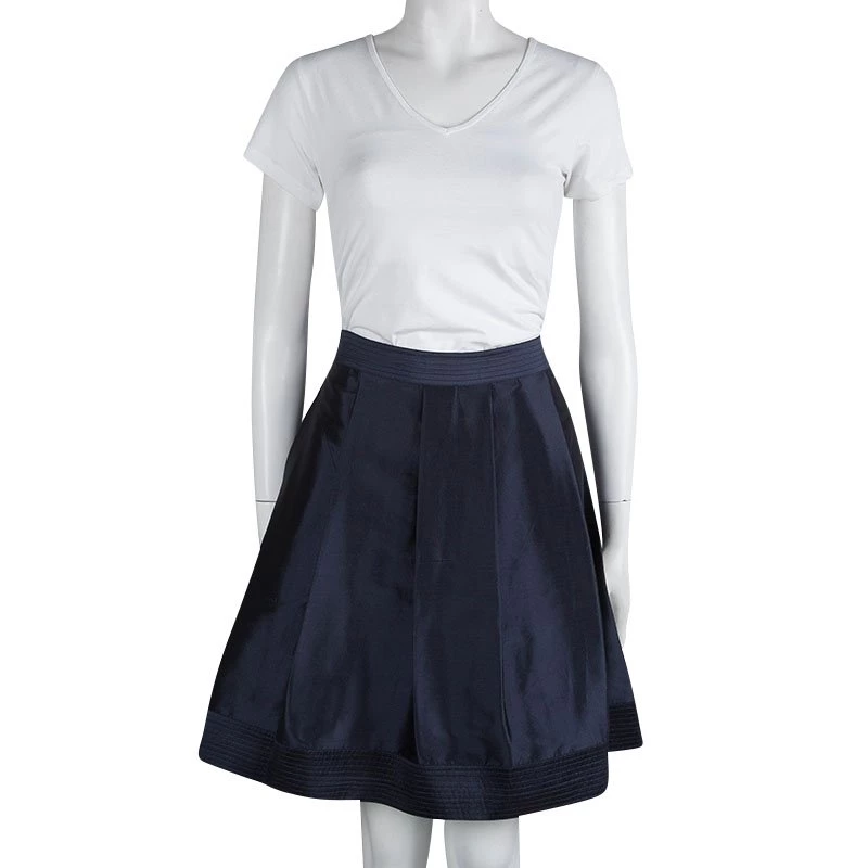 Diane Von Furstenberg Navy Blue Silk Lou Lou Skirt M For Women 2 Diane Von Furstenberg Navy Blue Silk Lou Lou Skirt M For Women - Image 2