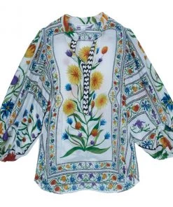 Diane Von Furstenberg Syrah Floral Cotton Top S For Women