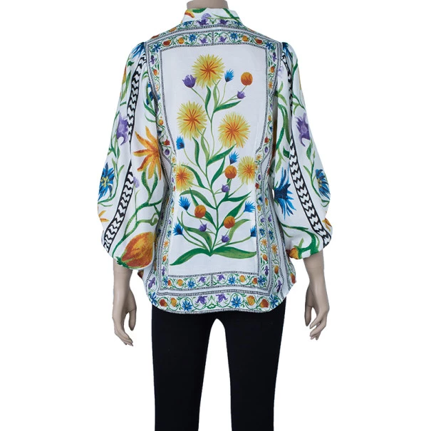 Diane Von Furstenberg Syrah Floral Cotton Top S For Women 3 Diane Von Furstenberg Syrah Floral Cotton Top S For Women - Image 3