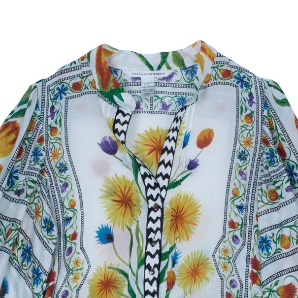 Diane Von Furstenberg Syrah Floral Cotton Top S For Women 4 Diane Von Furstenberg Syrah Floral Cotton Top S For Women - Image 4