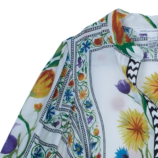 Diane Von Furstenberg Syrah Floral Cotton Top S For Women 5 Diane Von Furstenberg Syrah Floral Cotton Top S For Women - Image 5