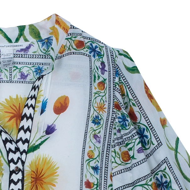 Diane Von Furstenberg Syrah Floral Cotton Top S For Women 6 Diane Von Furstenberg Syrah Floral Cotton Top S For Women - Image 6