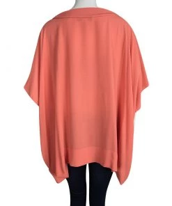 Diane Von Furstenberg Orange Crepe New Hanky Kimono Top M/L For Women -Diane Von Furstenberg shop luxury women diane von furstenberg used clothes p95119 003