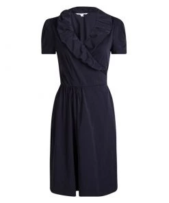 Diane Von Furstenberg Navy Blue Knit Bethania Short Sleeve Wrap Dress M For Women