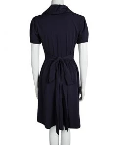 Diane Von Furstenberg Navy Blue Knit Bethania Short Sleeve Wrap Dress M For Women -Diane Von Furstenberg shop luxury women diane von furstenberg used clothes p95131 003