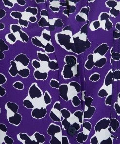 Diane Von Furstenberg Purple Printed Silk Long Sleeve Gilmore Blouse M For Women -Diane Von Furstenberg shop luxury women diane von furstenberg used clothes p96067 0004