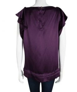 Diane Von Furstenberg Purple Silk Ruffle Detail Lindella Top L For Women -Diane Von Furstenberg shop luxury women diane von furstenberg used clothes p96307 0003