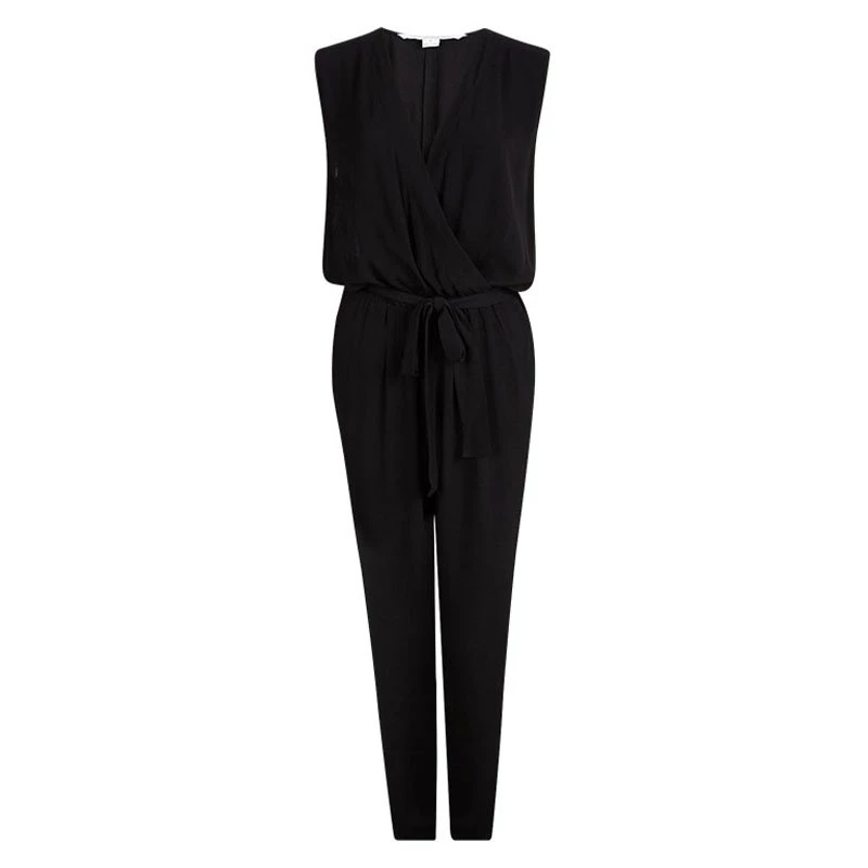 Diane Von Furstenberg Black Rawena Tie Detail Sleeveless Jumpsuit M For Women 1 Diane Von Furstenberg Black Rawena Tie Detail Sleeveless Jumpsuit M For Women