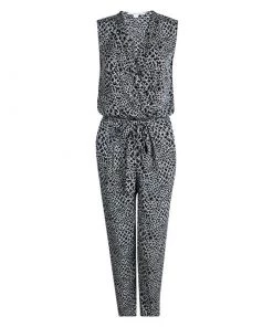 Diane Von Furstenberg Rawena Monochrome Printed Silk Jumpsuit M For Women