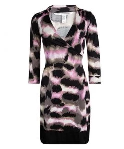 Diane Von Furstenberg Printed Silk Jersey Lindsey Mini Wrap Dress S For Women