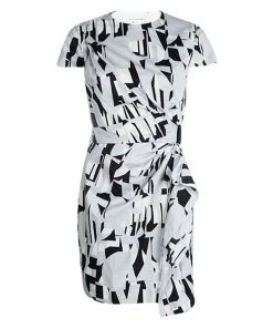 Diane Von Furstenberg Printed Cotton Alba Two Mini Draped Dress S For Women