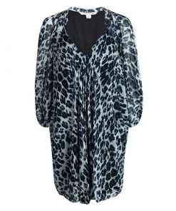 Diane Von Furstenberg Snow Cheetah Printed Silk Fleurette Kaftan Tunic M For Women
