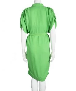 Diane Von Furstenberg Celery Green Crepe Belted Karin Shirt Dress M For Women -Diane Von Furstenberg shop luxury women diane von furstenberg used clothes p98983 003