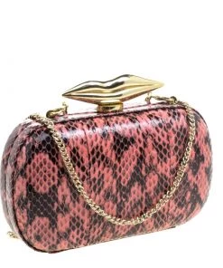 Diane Von Furstenberg Red/Black Python Flirty Minaudiere Clutch For Women -Diane Von Furstenberg shop luxury women diane von furstenberg used handbags p104808 003