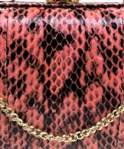 Diane Von Furstenberg Red/Black Python Flirty Minaudiere Clutch For Women -Diane Von Furstenberg shop luxury women diane von furstenberg used handbags p104808 005