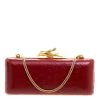 Diane Von Furstenberg Red Ostrich Embossed Leather Long Lytton Clutch For Women